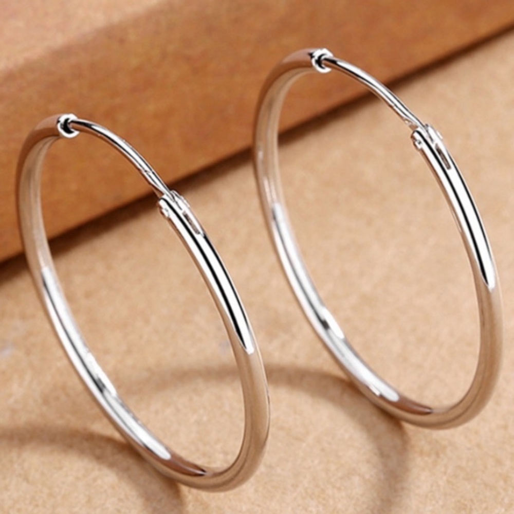 Sterling Silver Hoop 70MM Earrings - Picture 1 of 4